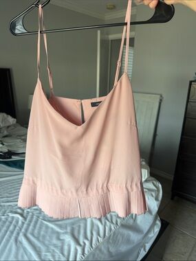 French Connection Pale Blush Pleated-Hem Camisole